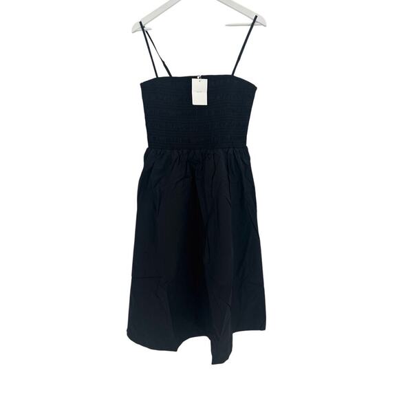 Oak + Fort Black Smocked Poplin Midi Dress Size L - Picture 2 of 9